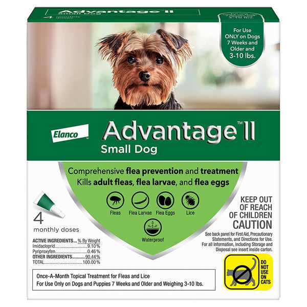 Advantage II Flea Control for Small Dogs 3-10 lbs, 4pk