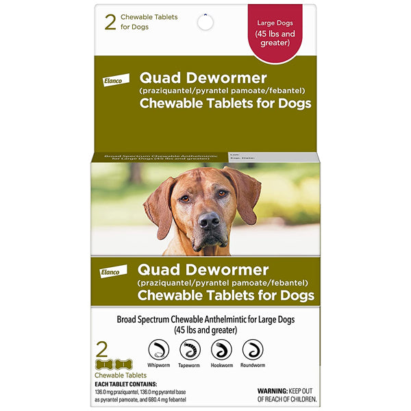 Elanco Quad Dewormer Tablets for Large Dogs 2ct