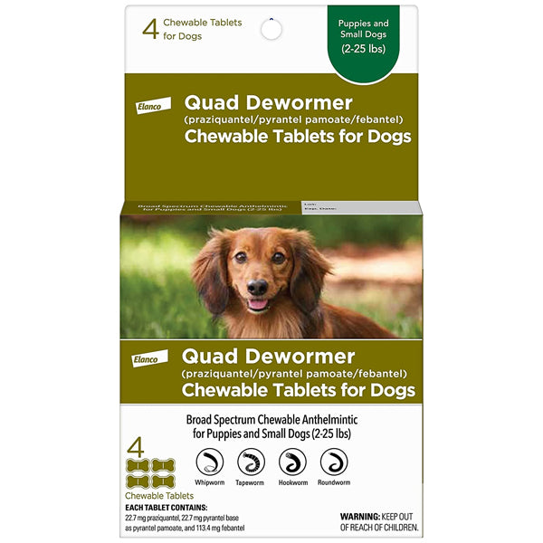 Elanco Quad Dewormer Tablets for Small Dogs 4ct