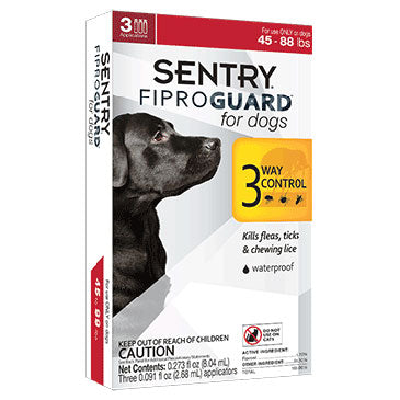 Sentry FiproGuard Flea & Tick Control for Dogs 45-88 lbs 3pk