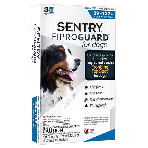 Sentry FiproGuard Flea & Tick Control for Dogs 89-132 lbs 3pk
