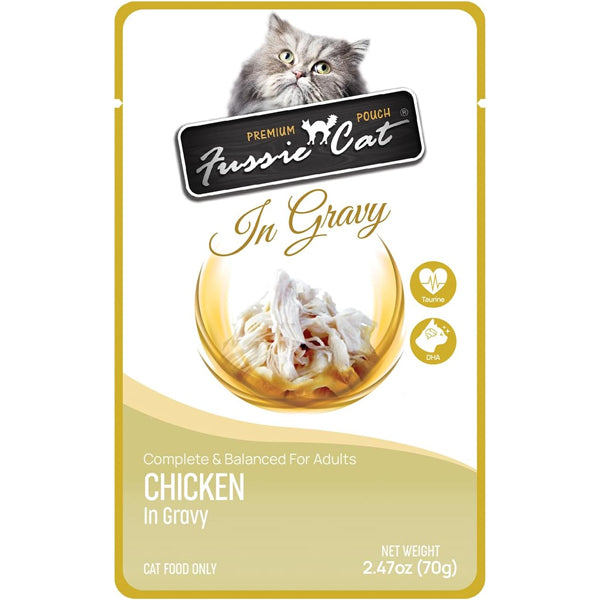 Fussie Cat Pouch Chicken in Gravy Wet Cat Food 2.47oz, 12-count Fussie Cat Pouch Chicken in Gravy Wet Cat Food 2.47oz, 12-count