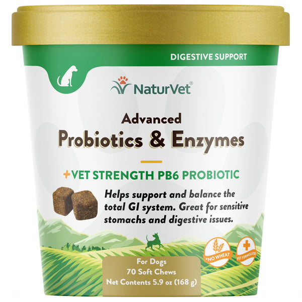 NaturVet Advanced Probiotics & Enzymes Soft Chews for Dogs 70ct