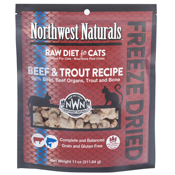 Northwest Naturals Raw Diet Freeze Dried Beef & Trout Cat Food 11oz