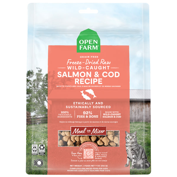 Open Farm Freeze Dried Raw Cat Food Salmon & Cod Recipe 9oz