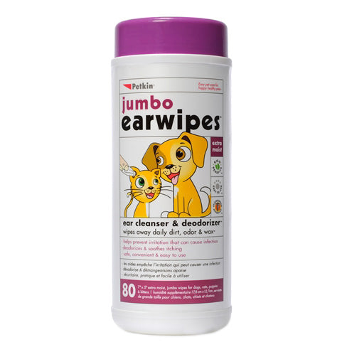 Petkin Ear Wipes Jumbo 80ct