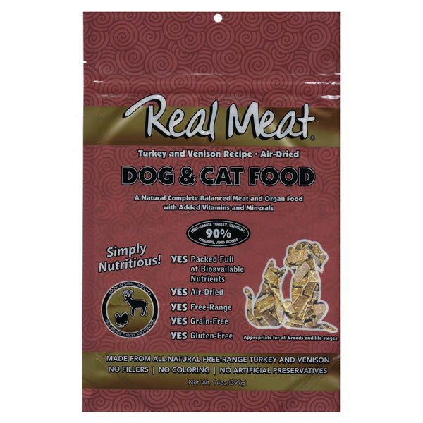 Real Meat CO. Air Dried Dog & Cat Food Turkey & Venison 14oz