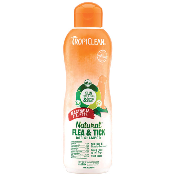 TropiClean Natural Flea & Tick Maximum Strength Dog Shampoo 20oz